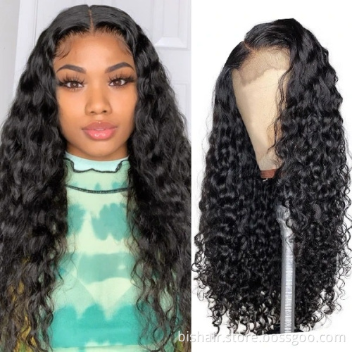 BIS Brazilian 100%  Human Hair 150 density 4*4 Water Wave Lace  Front Wigs  28 Inch Lace Closure Wigs Prepluck Natural Wet Wig